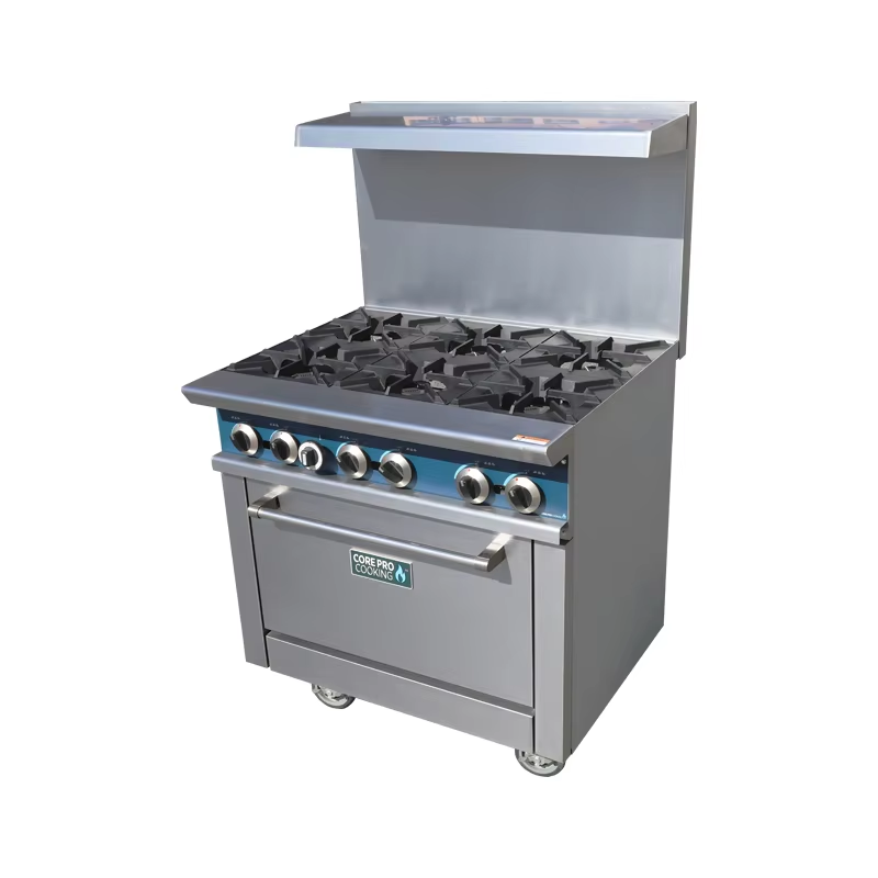 Range Commercial Kitchen - 業務用厨房機器 自立型ステンレス製6口コンロ付きオーブン