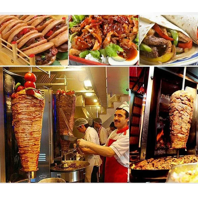 Kebab Shawarma Machine - ガス式縦型回転ドネルケバブマシン ステンレス製シャワルマ ギロ肉焼き器 業務用ケバブグリル