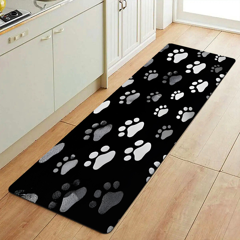 Commercial Kitchen Designer - 動物の足跡カーペットマットラグキッチンフロアランナーホームデコレーションリビングルーム玄関屋内滑り止めデザインモダンブラック