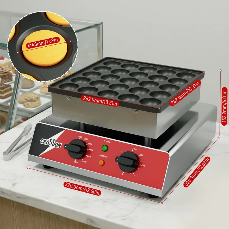ミニパンケーキメーカー 25個入り 直径43mm ダッチマフ - Waffle Maker Commercial のレビューと価格