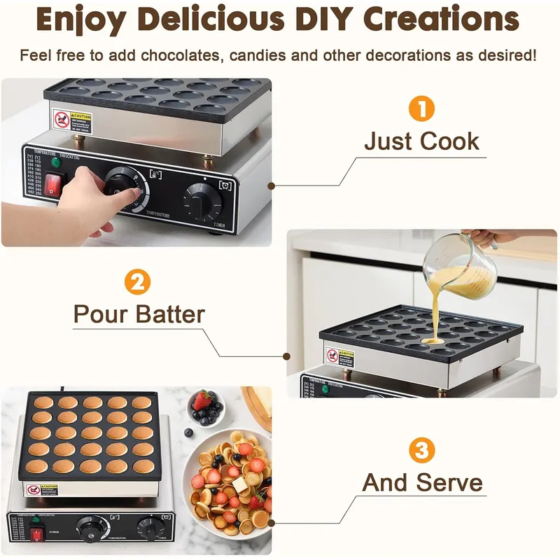 ミニパンケーキメーカー 業務用 25個 ダッチマフィンマシン - Waffle Maker Commercial のレビューと価格