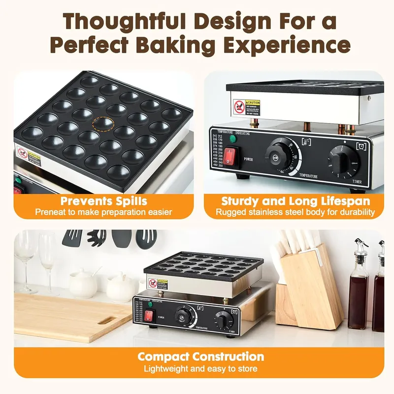 ミニパンケーキメーカー 業務用 25個 ダッチマフィンマシン - Waffle Maker Commercial のレビューと価格