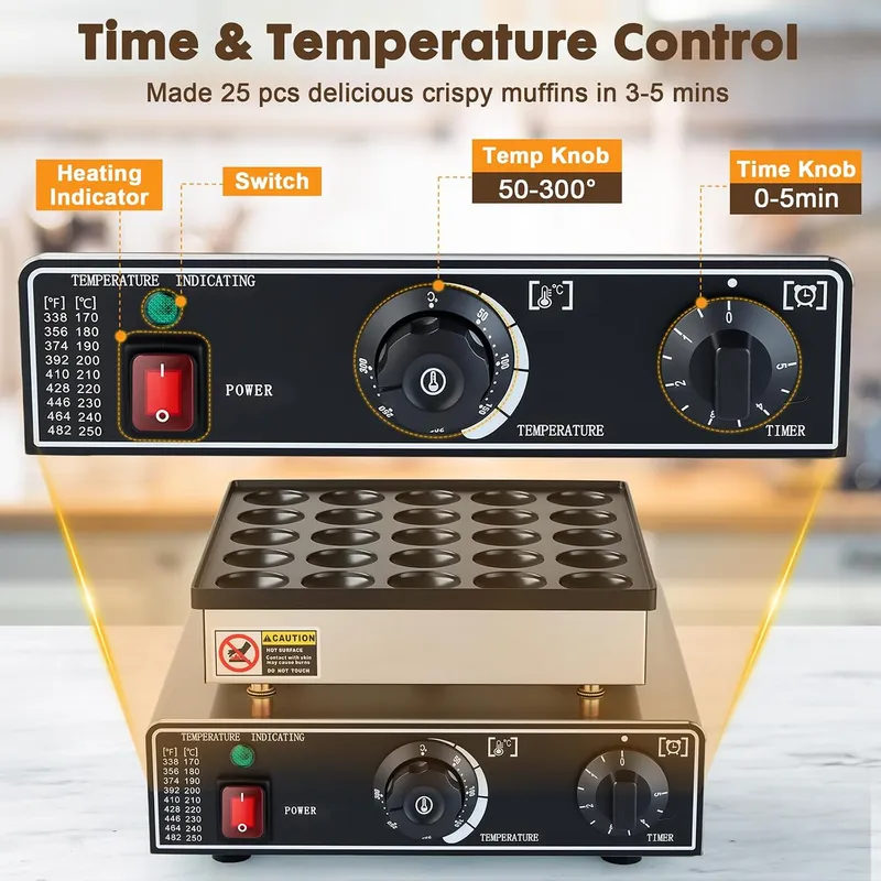 ミニパンケーキメーカー 業務用 25個 ダッチマフィンマシン - Waffle Maker Commercial のレビューと価格