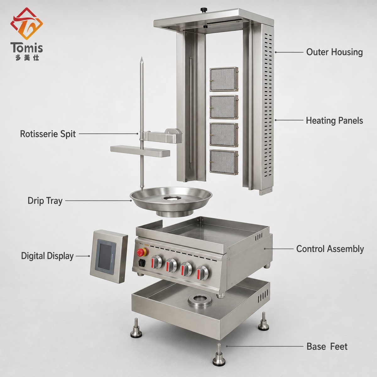 業務用ガス式シャワルマ機、自動ドネルケバブグリル、4つのバー - Kebab Shawarma Machine のレビューと価格